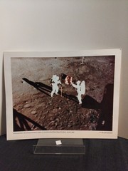 1969 NASA Apollo 11 Moon Landing Astronauts Flag Photo Vintage Print