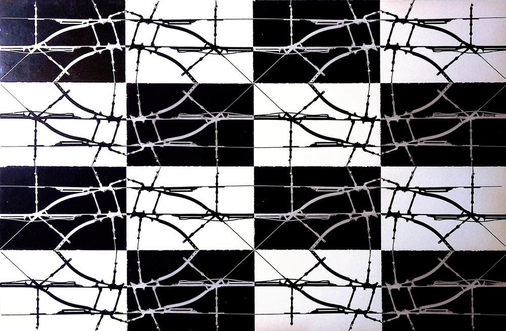Vintage Art Board Photograph Abstract Black and White Geometric Pattern Design