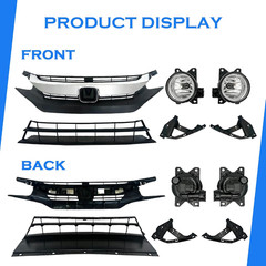 Front Bumper Cover Kit Compatible with 2016 2017 2018 Honda Civic Sedan, with Up