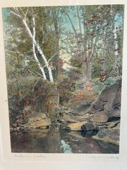Wallace Nutting Hand Colored Photo «Autumn Waters» Original Frame
