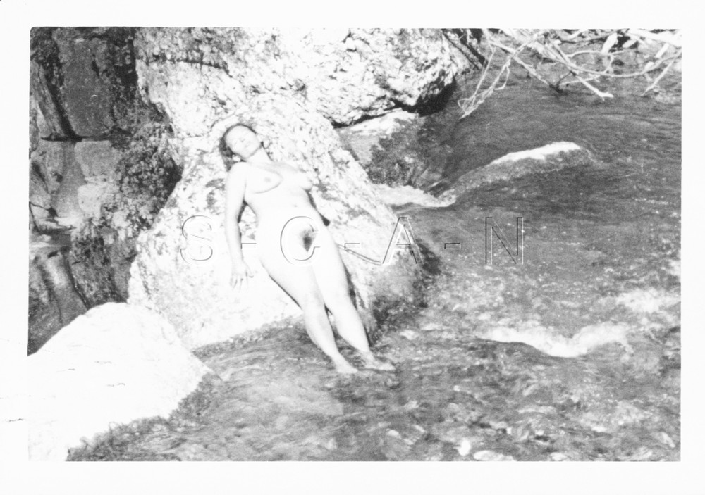 Original 1940s-60s German FKK Real Photo- Outdoors- Well Endowed Nude Woman #3