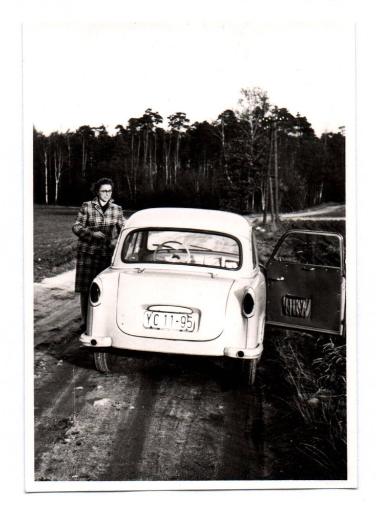 Photo Trabant P50 car motor vehicle vintage GDR in the forest vintage original photograph