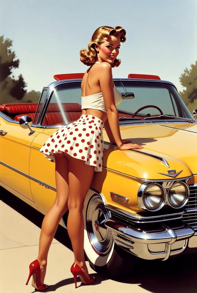Digital image picture photo wallpaper Pin up vintage cadillac 282