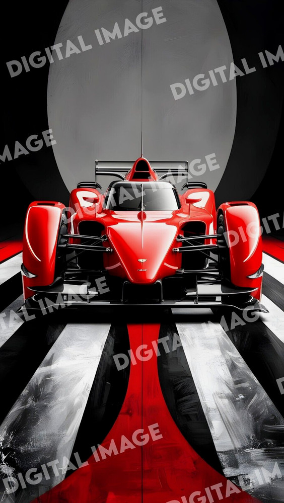 Digital Image Photo AI Art Wallpaper – Vibrant Red Race Car Cinematic Masterpiec