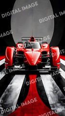 Digital Image Photo AI Art Wallpaper – Vibrant Red Race Car Cinematic Masterpiec
