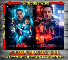 Blade Runner 1982 and 2049 Harrison Ford SciFi Metal Sign Wall Art 11″ x 14″