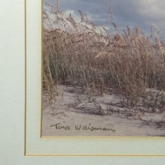 Signed 1988 Beach Photography Framed Vintage Coastal Dunes Oceanfront 9.5×11.5