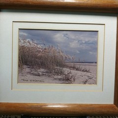 Signed 1988 Beach Photography Framed Vintage Coastal Dunes Oceanfront 9.5×11.5