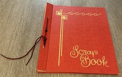 Mid‑Century Red Scrap Book • Gold Embossed Cover • Blank Beige Pages