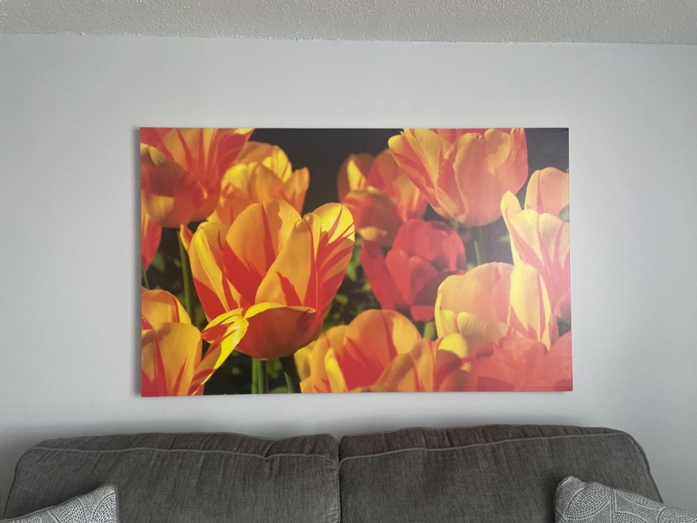Large Painting Tulip, digital composition made on matte canvas 63×38”
