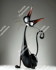 Set Of (5) Original Digital Art Images Of Various Feline Cat Abstract Wall