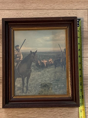 Vintage Western Mounted Riders Frontier Americana Lithographic Wall Art