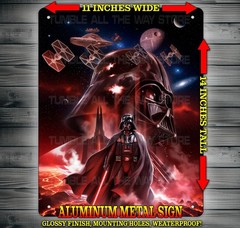 Star Wars Darth Vader on Planet Mustafar Metal Sign Wall Art 14″ x 11″