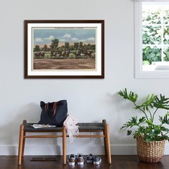 ART.COM Wall Art Print Saratoga Springs, NY – Horse Race Track Scene on Brown…
