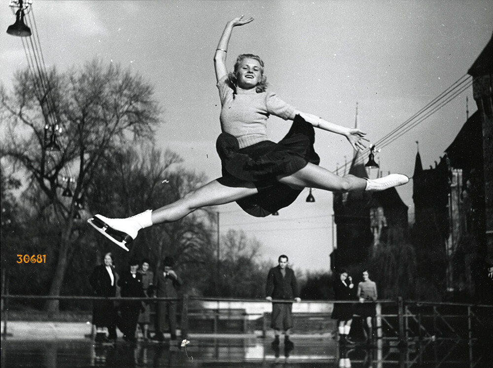 Larger size original unmarked fine art Photograph, 1930’s, SZENDRŐ, skating