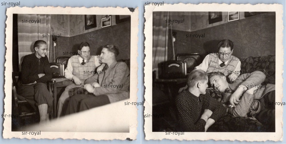 2x Norhorn 1941 – Young Men and Tube Radios – 1940s Gay Interest – Photo 6x6cm