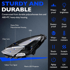 Full LED Headlights, Compatible with 2021-2023 Tesla 3 Tesla Y Base Mayor Perfor