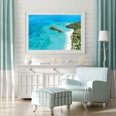 Trunk Bay, St John Beach Aerial Photography Wall Art Decor, USVI Islands