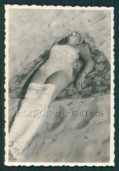Photo Pretty Girls Swimsuit GIRL in SWIMSUIT SLEEPING on BEACH ABSTRACT Photo