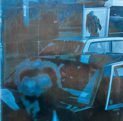 KNIGHT AUSTRALIAN LARGE PHOTOGRAPH MODERN «STREET SCENE BLUE» 1990