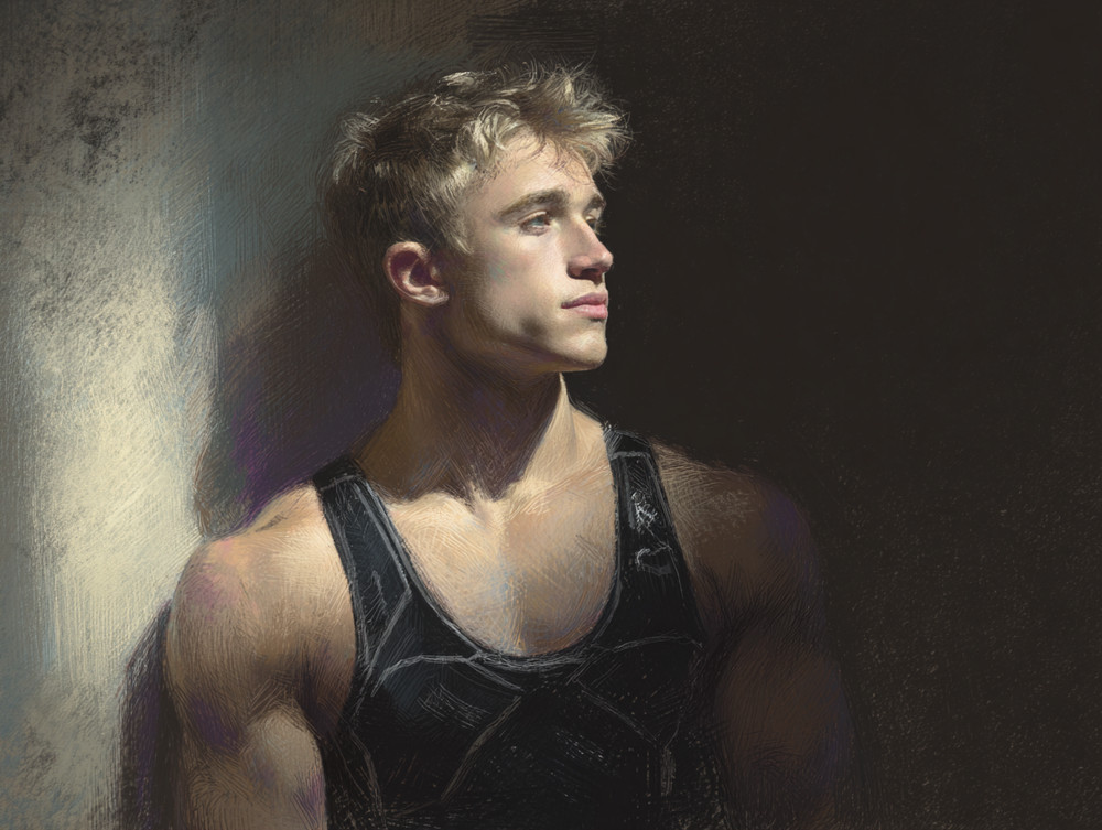 «Handsome wrestler». Drawing by Igor Zeiger. Numbered and signed by artist