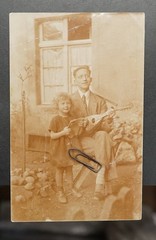 Photo Portrait Man Child Father Musician Guitar Concert Garden Model Postcard Postcard