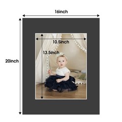 , Pack of 10, Acid-Free 16×20 Black Pre-Cut Picture Mats for 11×14 Photos wit…