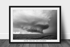 Storm Photography Print – Supercell Thunderstorm in Kansas Black and White
