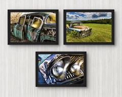 4x6in Set of 3 Abandoned old car photography prints unique photo collage decor
