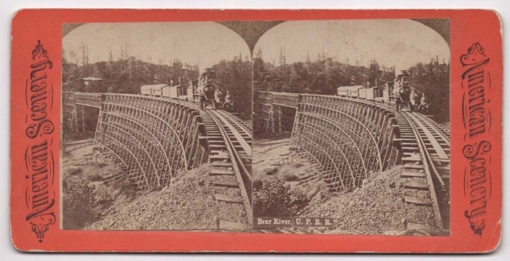 Stereoview / Bear River U.P.R.R American Scenery Nevada County Narrow Gauge