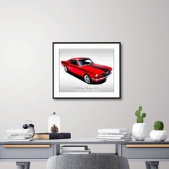 Classic Cars – 1965 Ford Mustang 302 – Red – Muscle Car – Print
