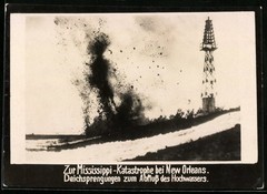 Photograph New Orleans, Mississippi disaster, dike blasting to the drain of the