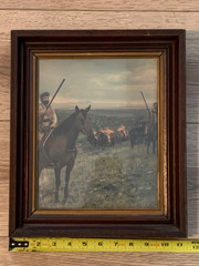 Vintage Western Mounted Riders Frontier Americana Lithographic Wall Art