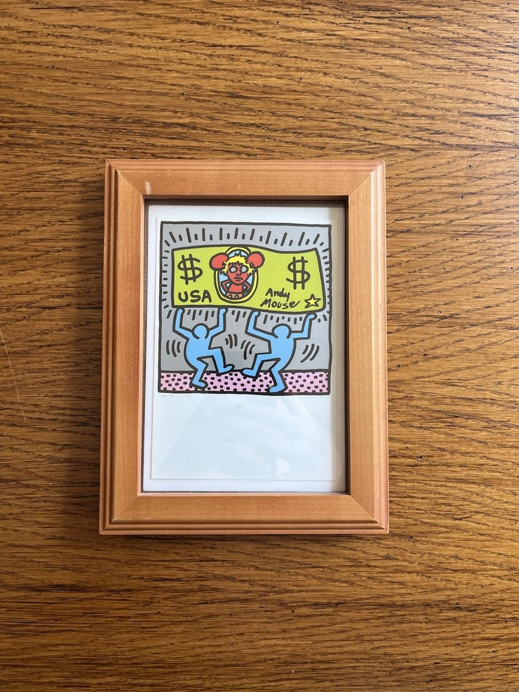 KEITH HARING Andy Mouse Framed Photo 1990 Pop Art