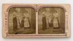 Life Parisienne Couple Scene Genre c1875 Photo Stereo Diorama Vintage §n2