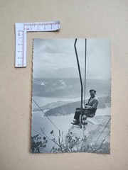 🟠🟠 Vintage Photograph Photo 1950s Man Cable Car Nature