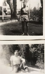 1940’s Vintage Photo Handsome Young Man Boxing Dog Beach Gay Interest Lot 12