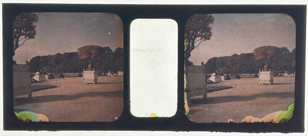 Park Of The Palace Of Versailles C1910 Photo Stereo Glass Autochrome Vintage §fn4