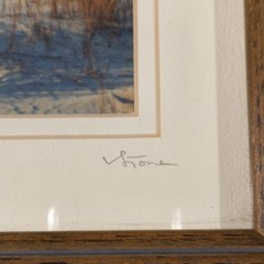 V. Stone Signed Color Lighthouse Beach Photo, Portrait, Matted & Framed