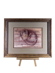 VTG Michael Wright Signed Framed Photograph Print Western Cowboy Ranch 11 1/8″