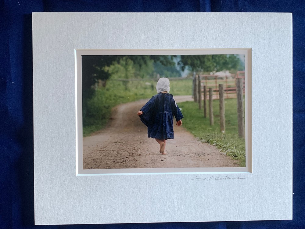 Bill Coleman Amish Photograph – girl walking down lane – Signed & Matted
