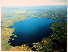 Grindstone Lake, Sawyer County, Wisconsin Overhead Aerial Photo. Frame Optional.