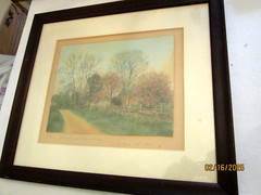 Antique Wallace Nutting Tinted Photo «Where Grandma was Wed» w/Ink Signature