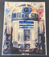 Watercolor Inspired Star Wars Collectible 8.5×11 Canvas Fan Art – R2-D2