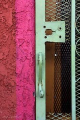 Screen Door Abstract Green Pink Red Wall Art Design Street Photography