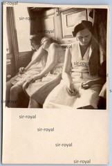 Girl Sleeping in Railway Train Compartment 1930 on Brunswick Ride – Photo 6x8cm