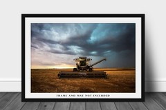 Combine Swather Photography Print: Oklahoma Storm Farm Country Agriculture Photo