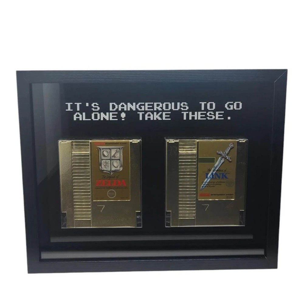 Legend of Zelda Gold Cartridge Shadow Box Framed Art