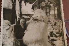 Great old photo pretty woman and person in polar bear costume – 1930s-40s?