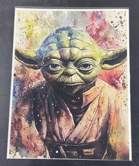 Watercolor Inspired Star Wars Collectible 8.5×11 Canvas Fan Art – Yoda